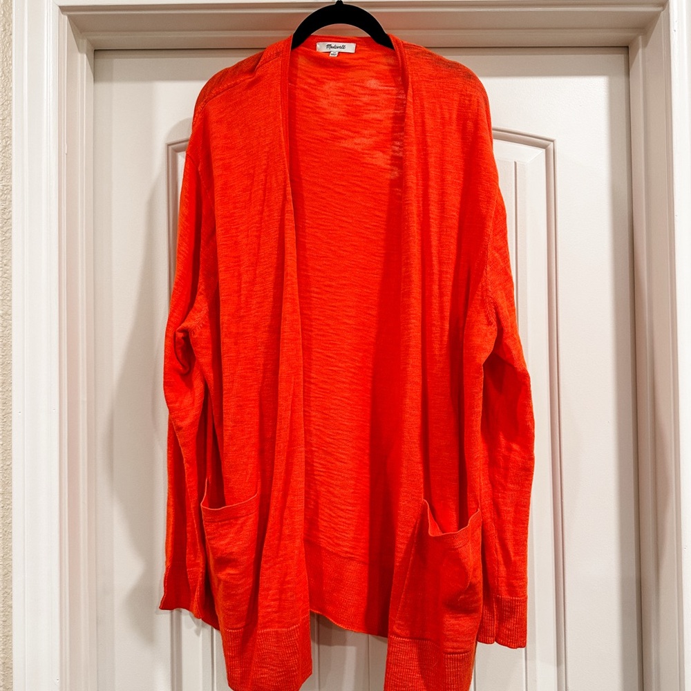 Madewell Women’s Open Front Cardigan, Orange, Size 2X
